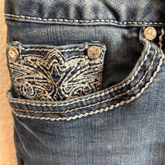 Vintage Women’s Shorts Rhinestones Embellished Stretch Faded Blue Boho Size 14 - Picture 5 of 10